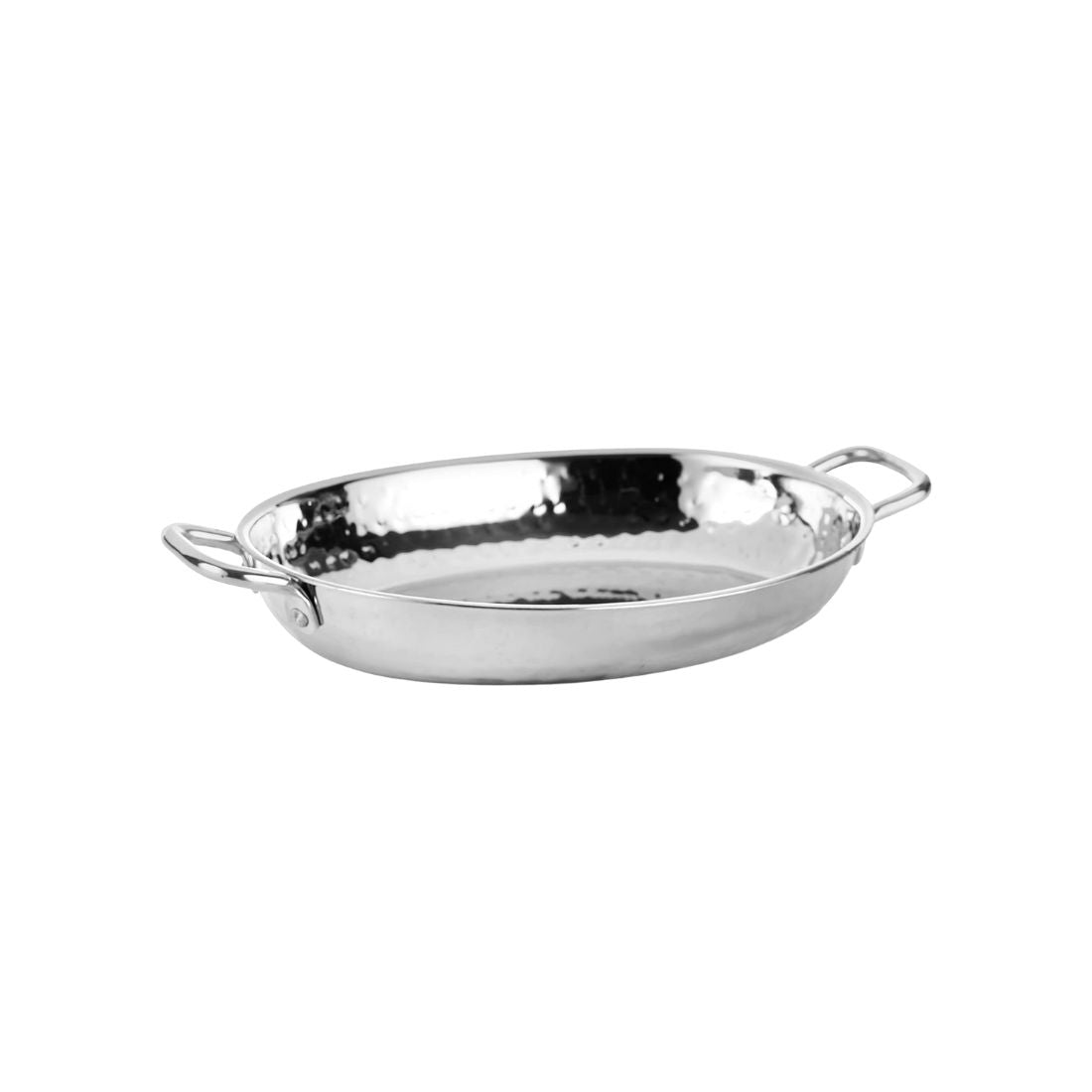 Hammered Oval Silver Dish with Handles