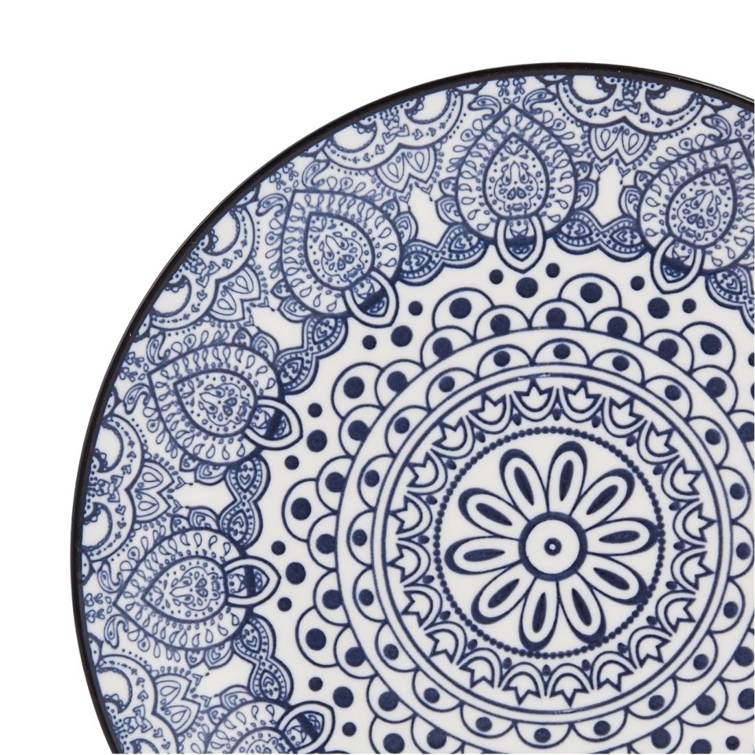 White and Blue Printed Plate