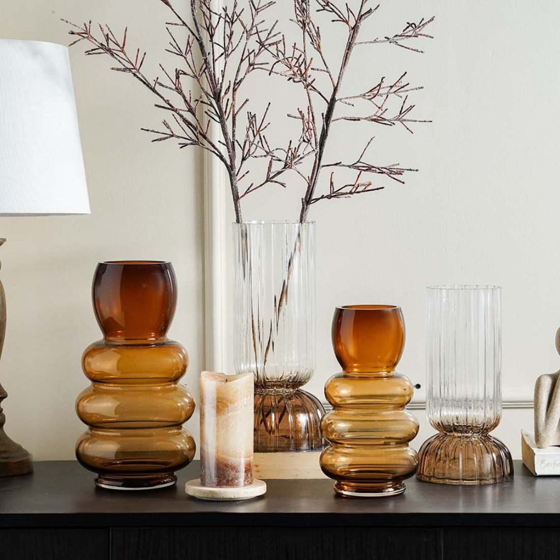 Brown Tall Conical Vase