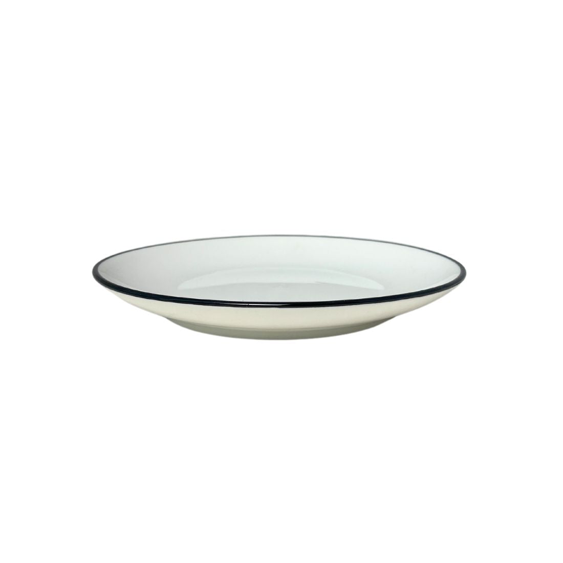 White Salad Plate with Navy Blue Trim