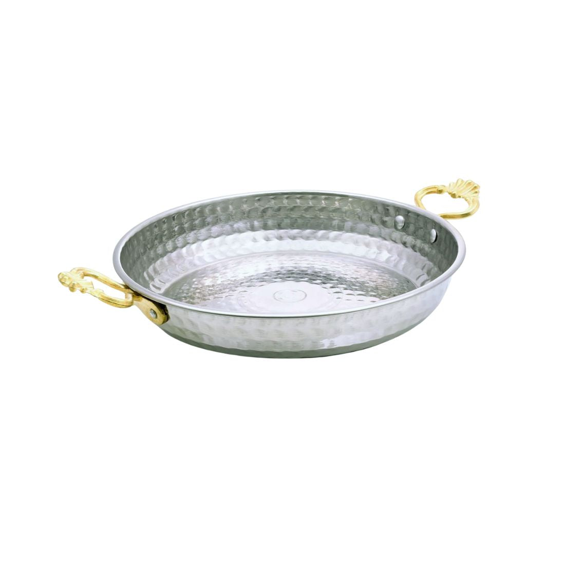 Hammered Silver Dish with Gold Handles