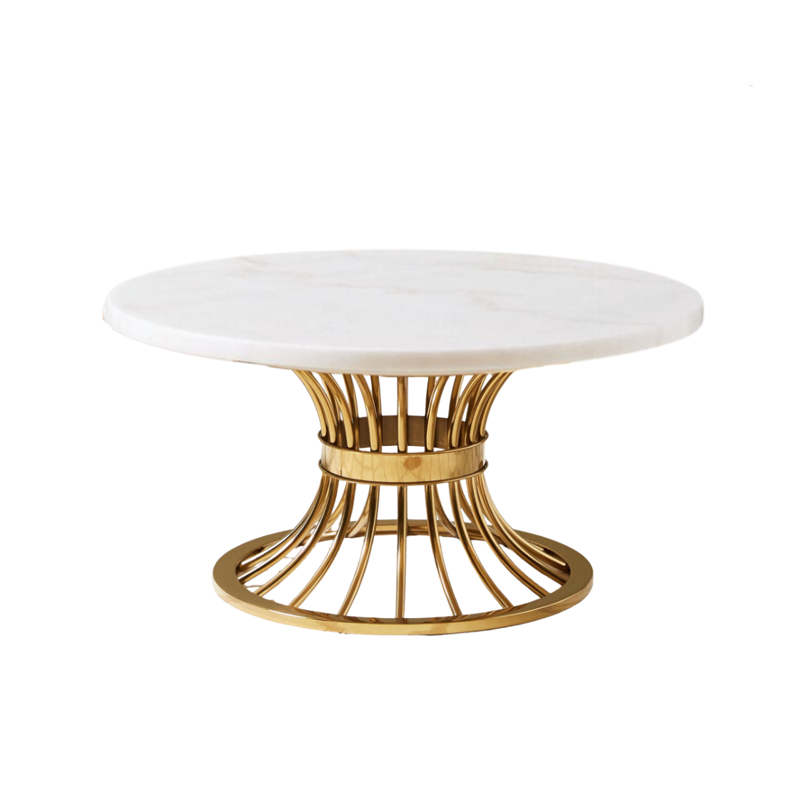 Round Marble Top Coffee Table with Gold Base