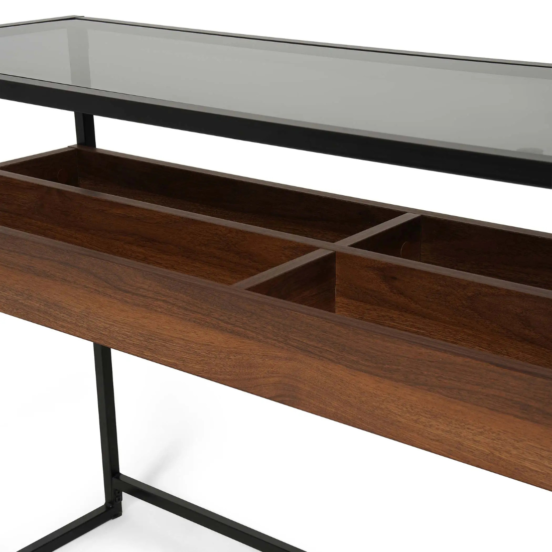Black/Wooden Glass Console