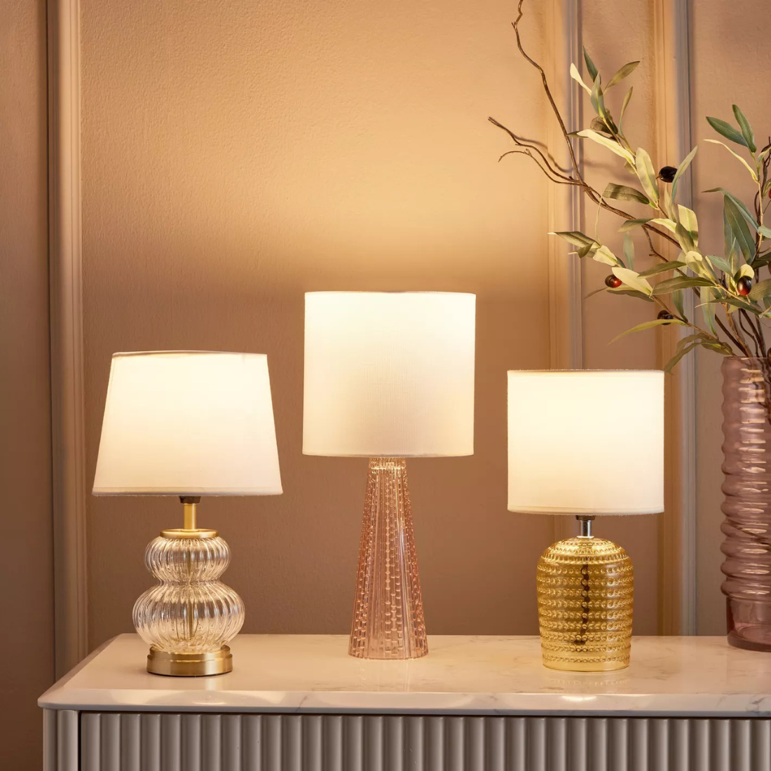Glass and Gold Table Lamp