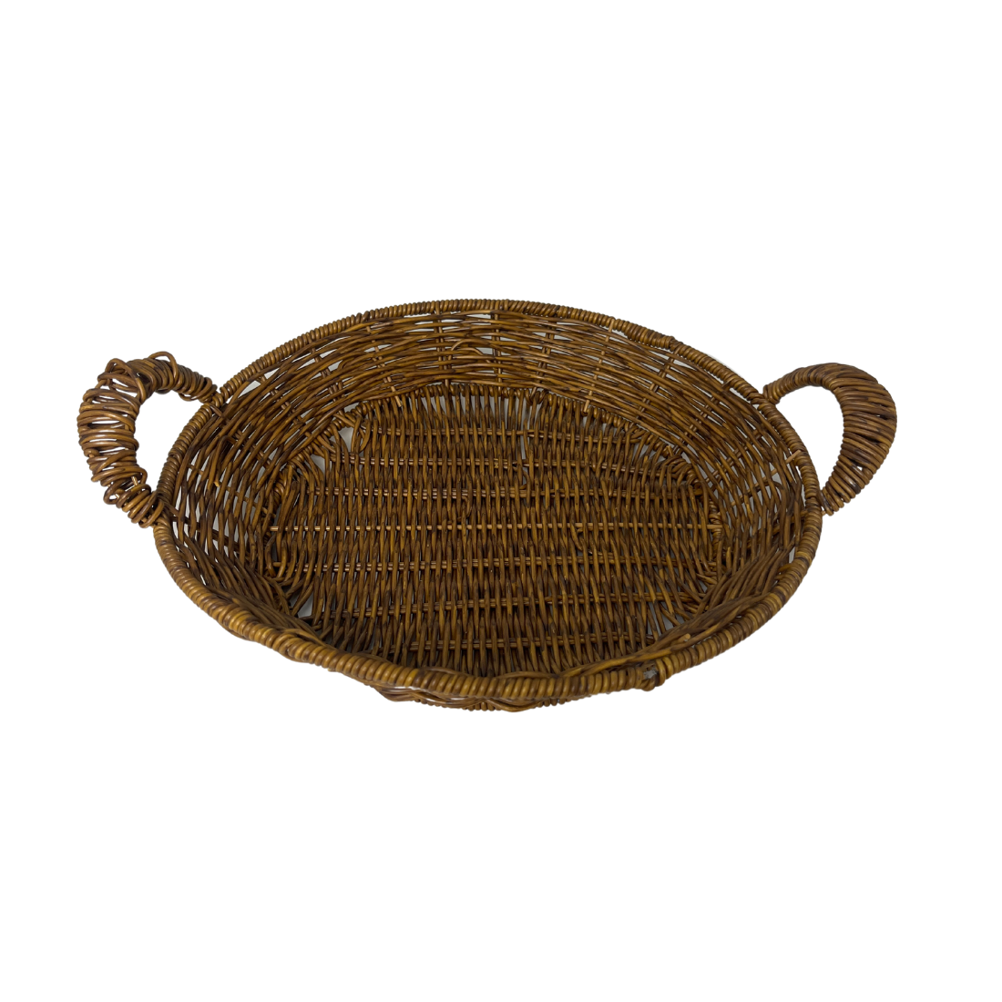 Brown Round Woven Basket with Handles