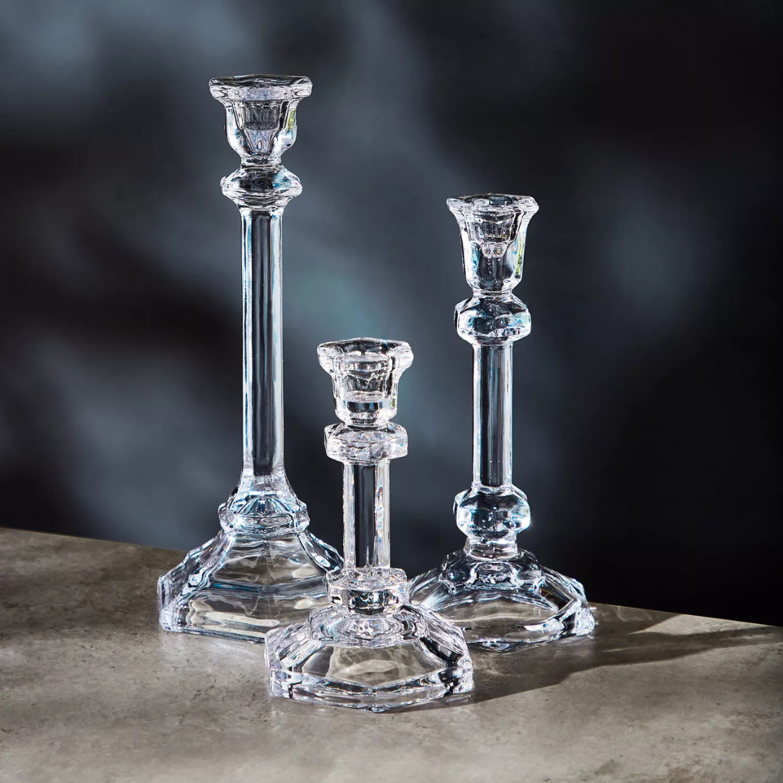 Crystal Taper Candle Holder Set