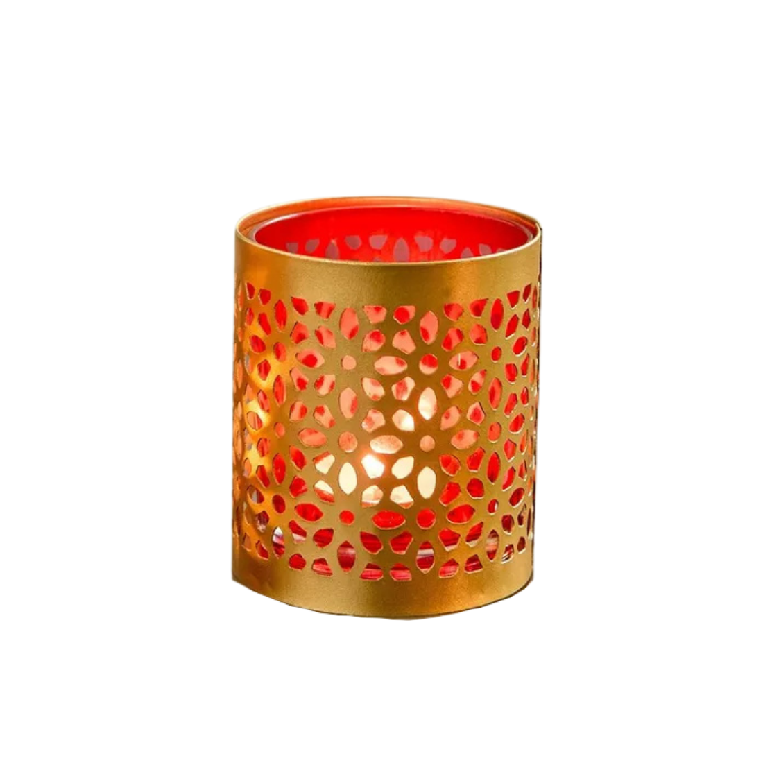 Arabesque Candle Holder with Red Glass Tumbler
