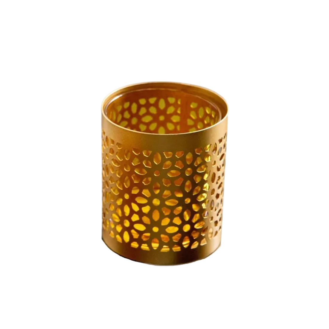 Arabesque Candle Holder with Red Glass Tumbler