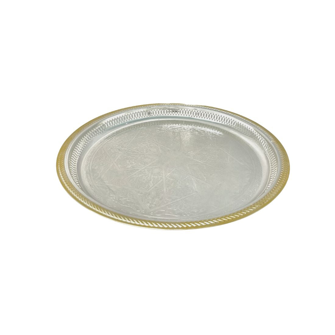 Arabic Duo Geometric Silver Round Tray