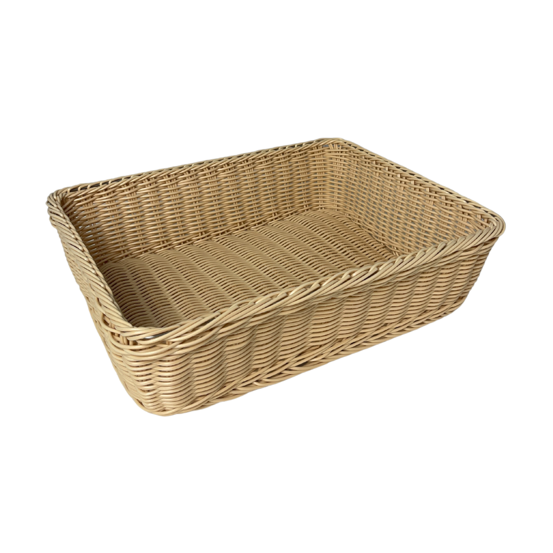 Light Beige Rectangular Woven Basket