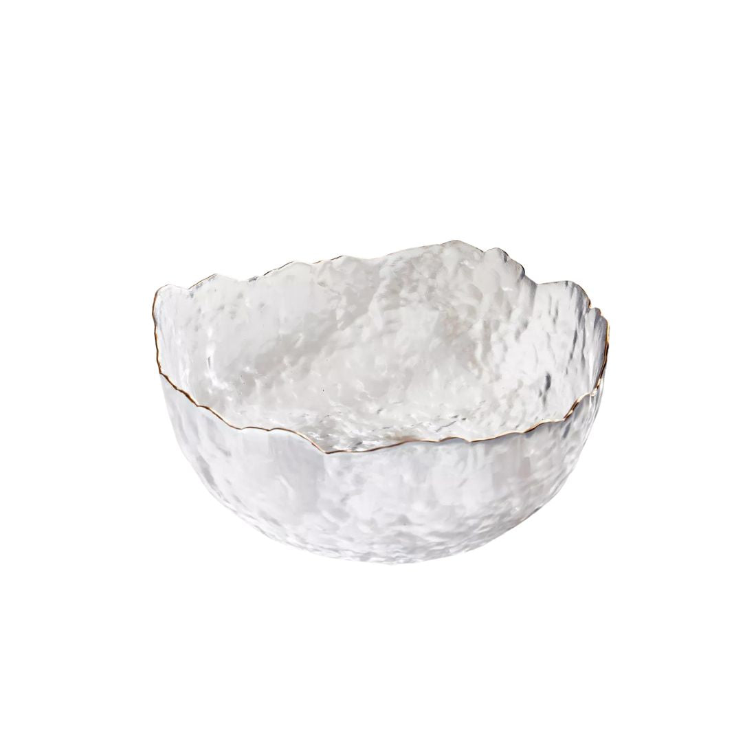 Frosted Glass Bowl with Gold Trim