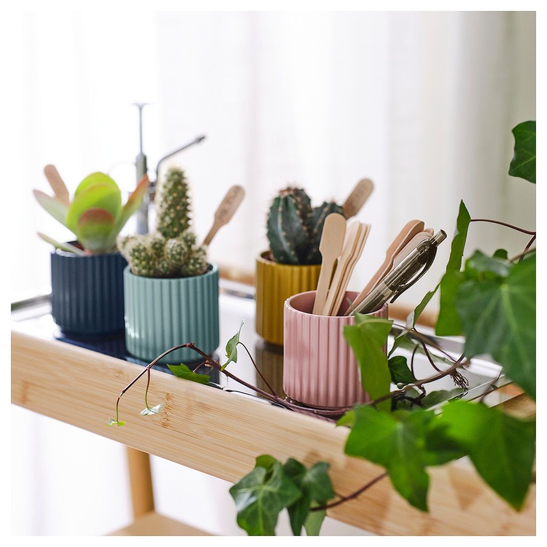 Little Mustard Ribbed Pot