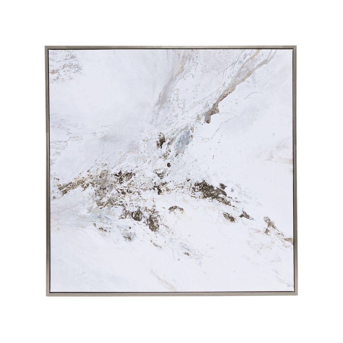 Framed Silver Abstract Splash Painting