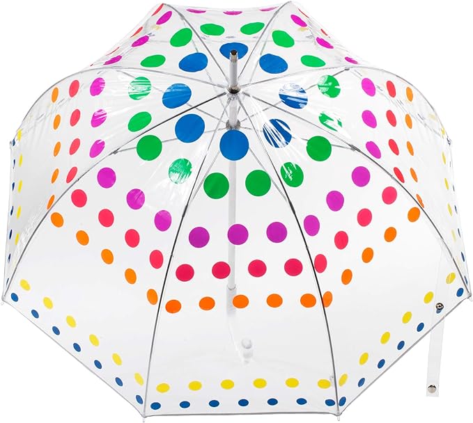 Polka Dot PVC Transparent Round Umbrella