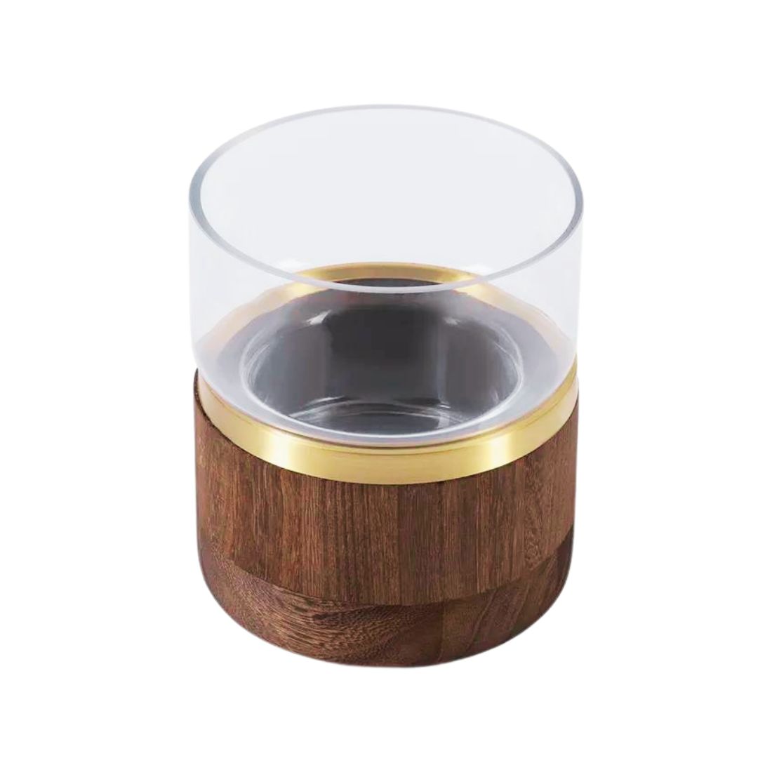 Glass Vase and Candle Holder With Wooden Base