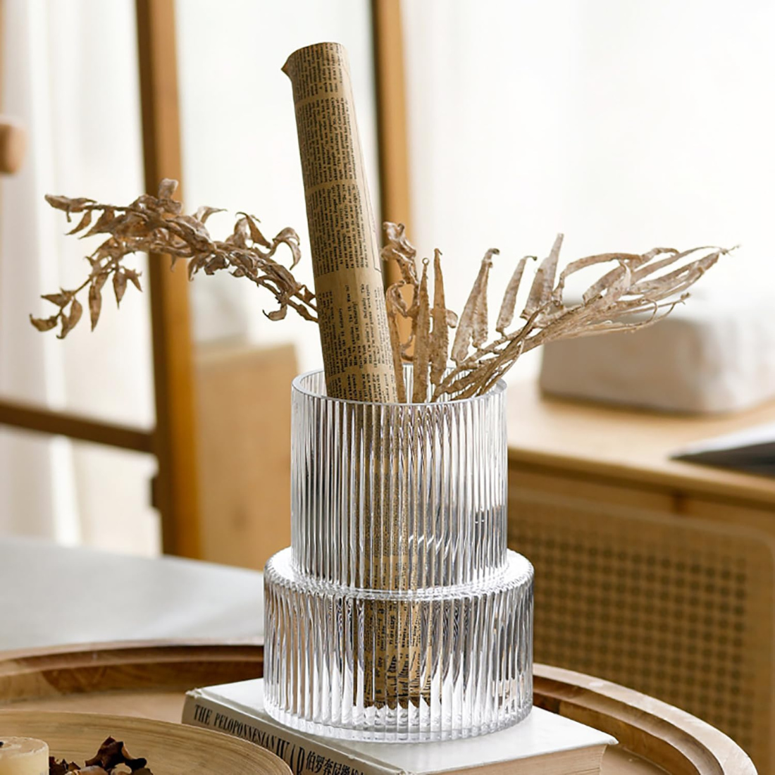 Clear Ribbed Centrepiece Vase