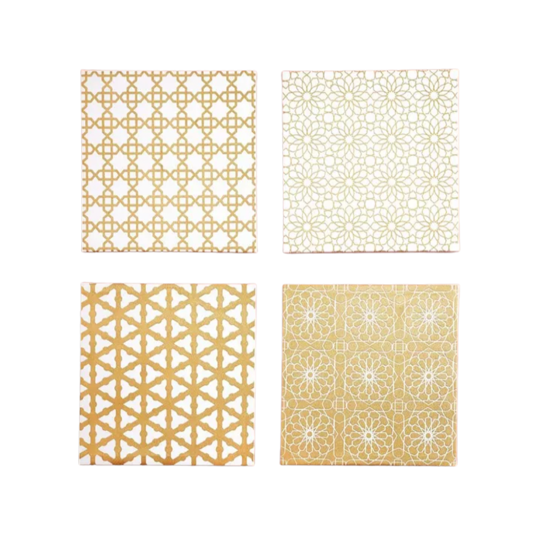 4 Piece Damask Foiled Arabesque Framed Set