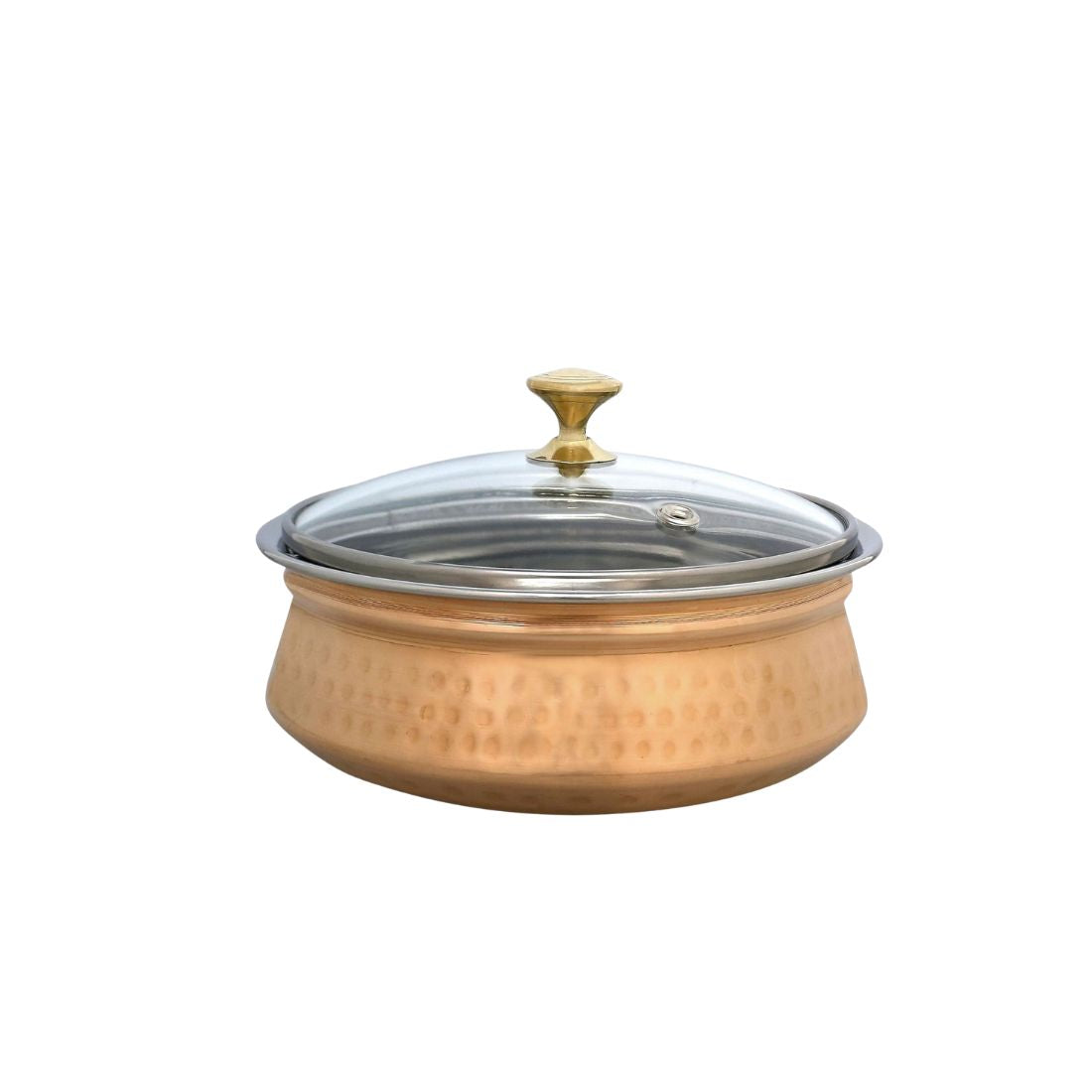 Hammered Copper Pot with Glass Lid