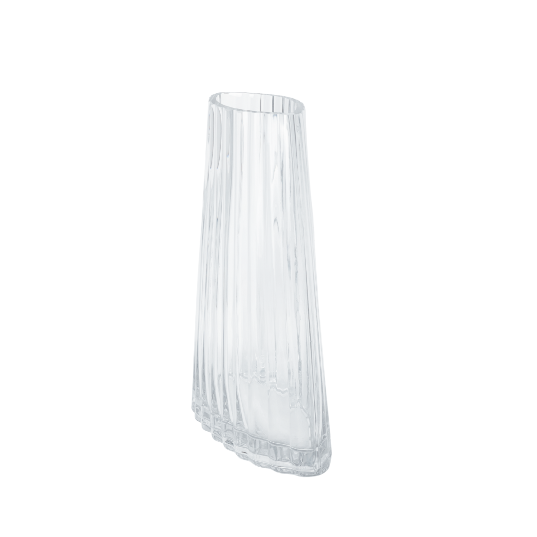 Clear Triangular Ribbed Vase