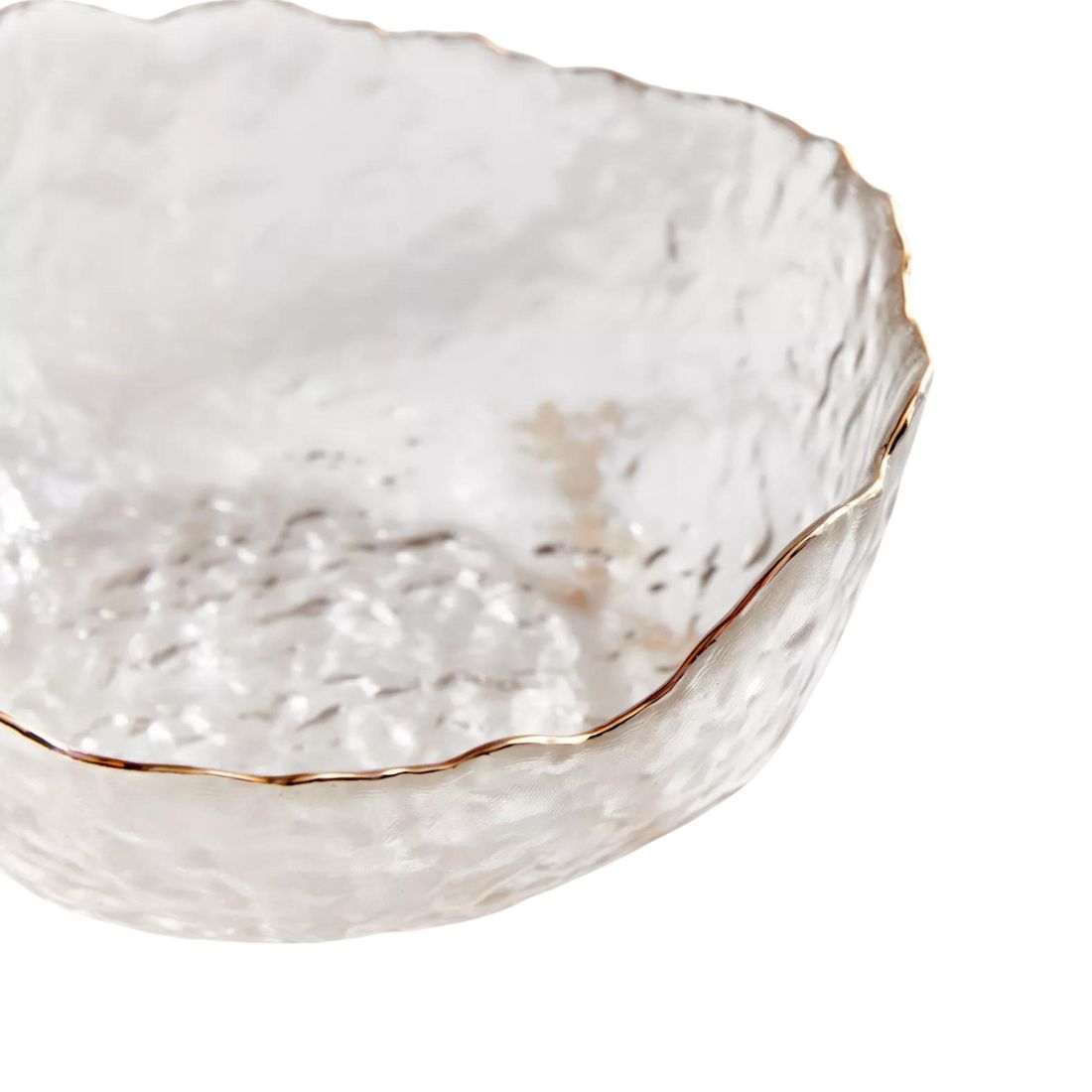 Frosted Glass Bowl with Gold Trim