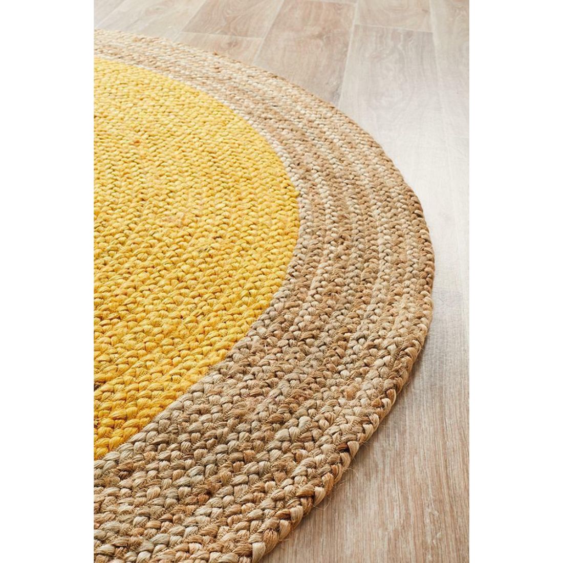 Round Yellow Jute Rug