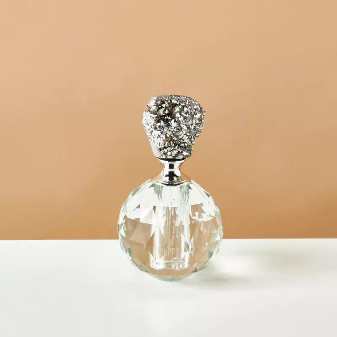 Crystal Perfume Bottle with Stone Top