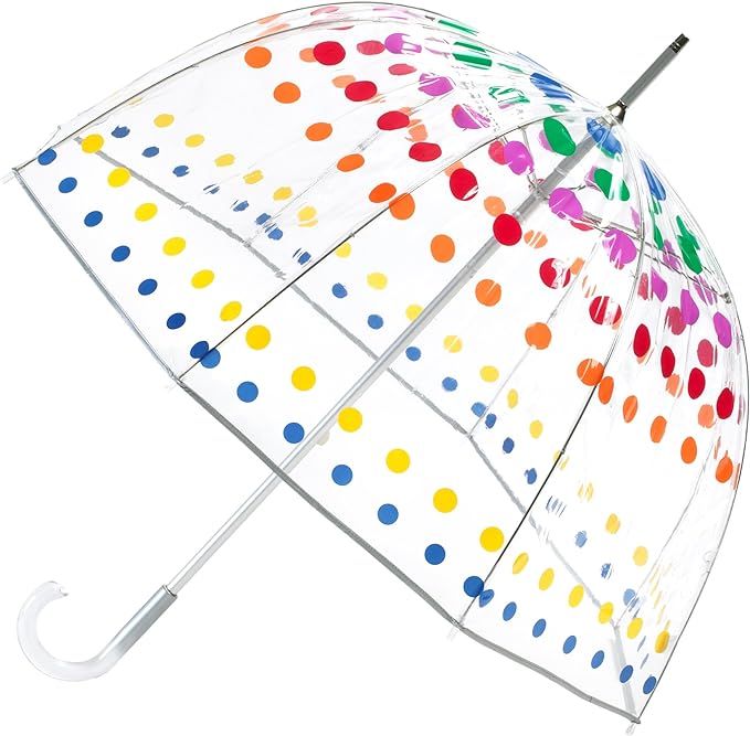 Polka Dot PVC Transparent Round Umbrella