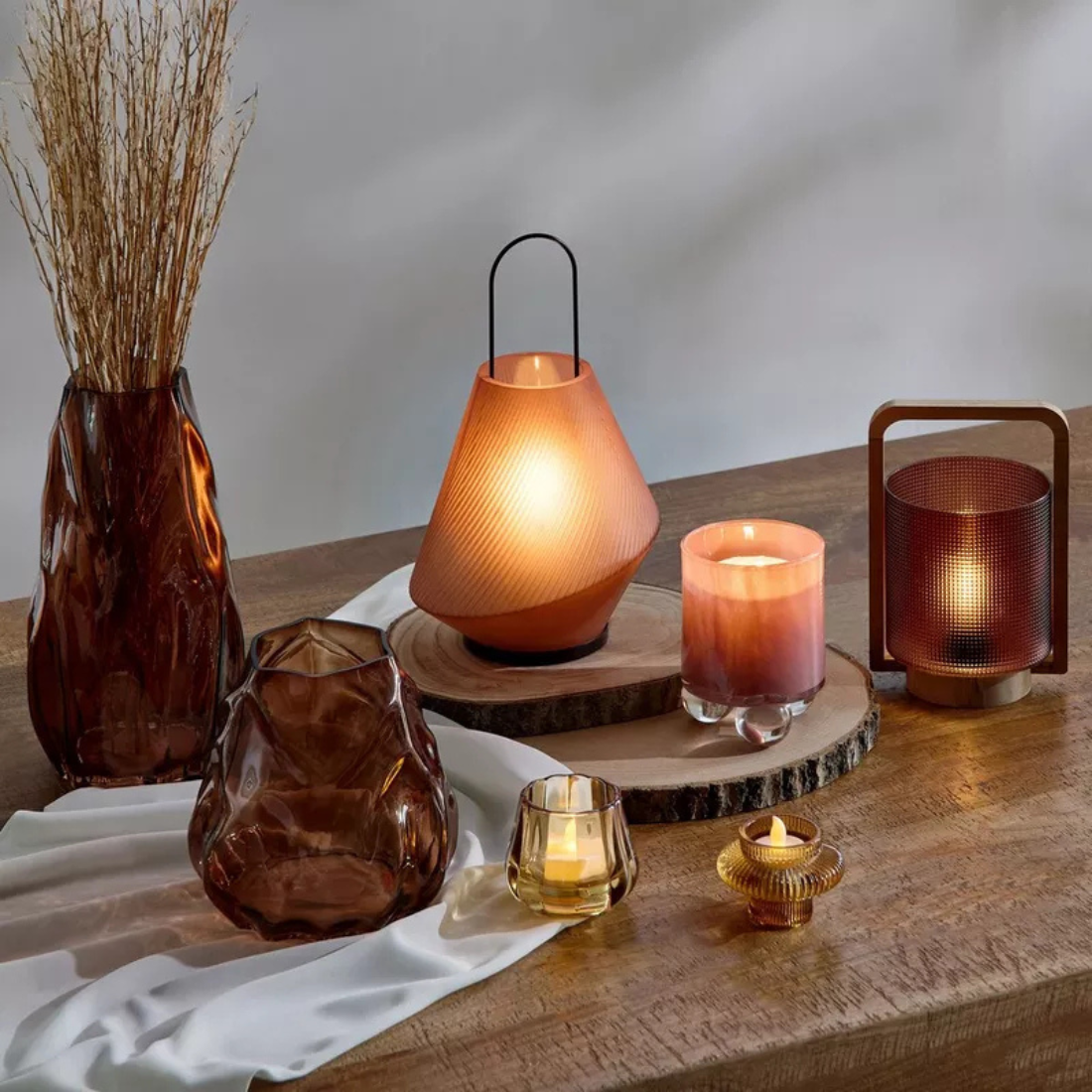 Brown Glass Tea light Candle Holders