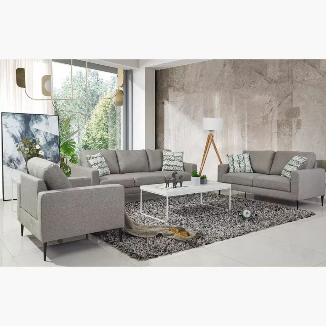Light Grey Minimalistic 2 Seater Couch