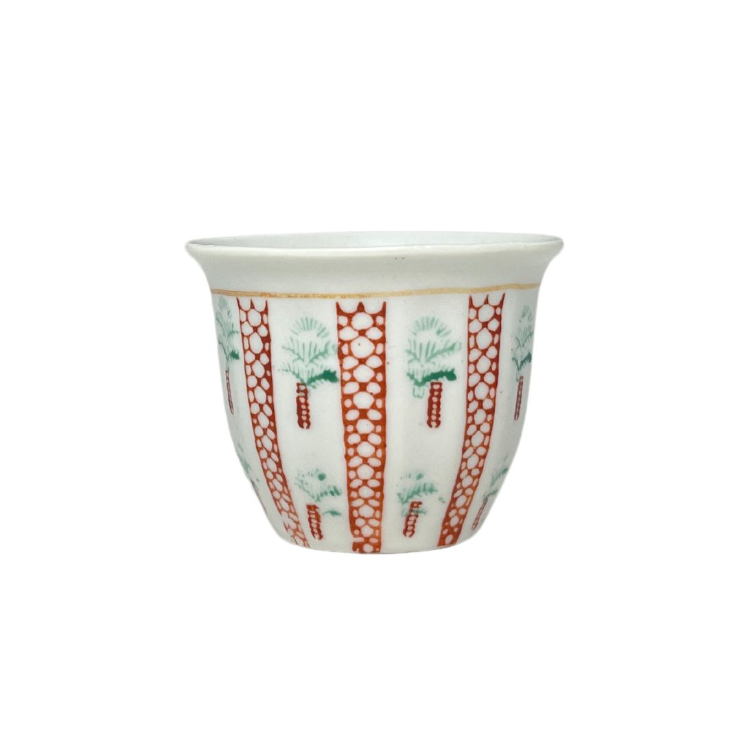 Vintage Hand Painted Palm Tree Arabic Coffee Cups | Set of 6