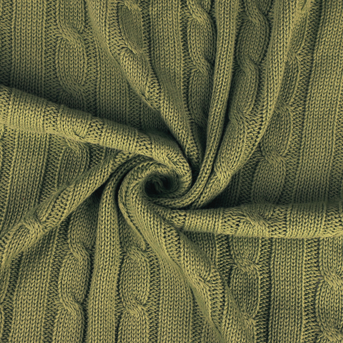 Olive Green Cable Knit Throw Blanket