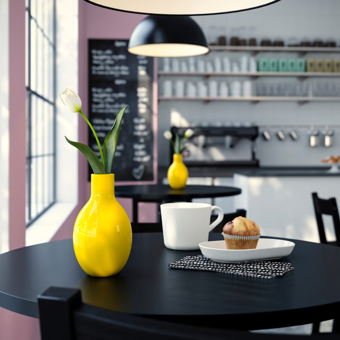Yellow Glossy Bulb Vase