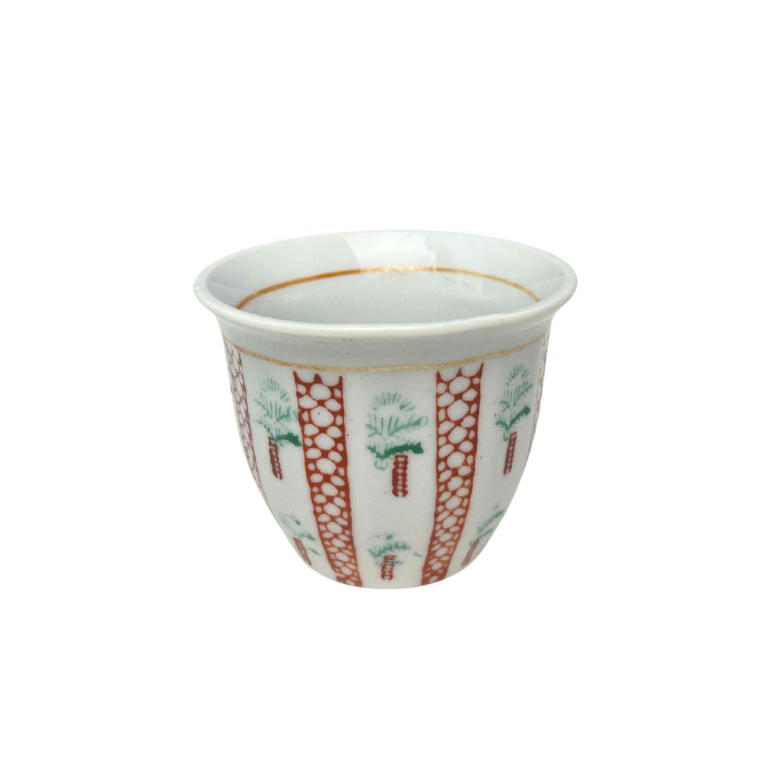 Vintage Hand Painted Palm Tree Arabic Coffee Cups | Set of 6