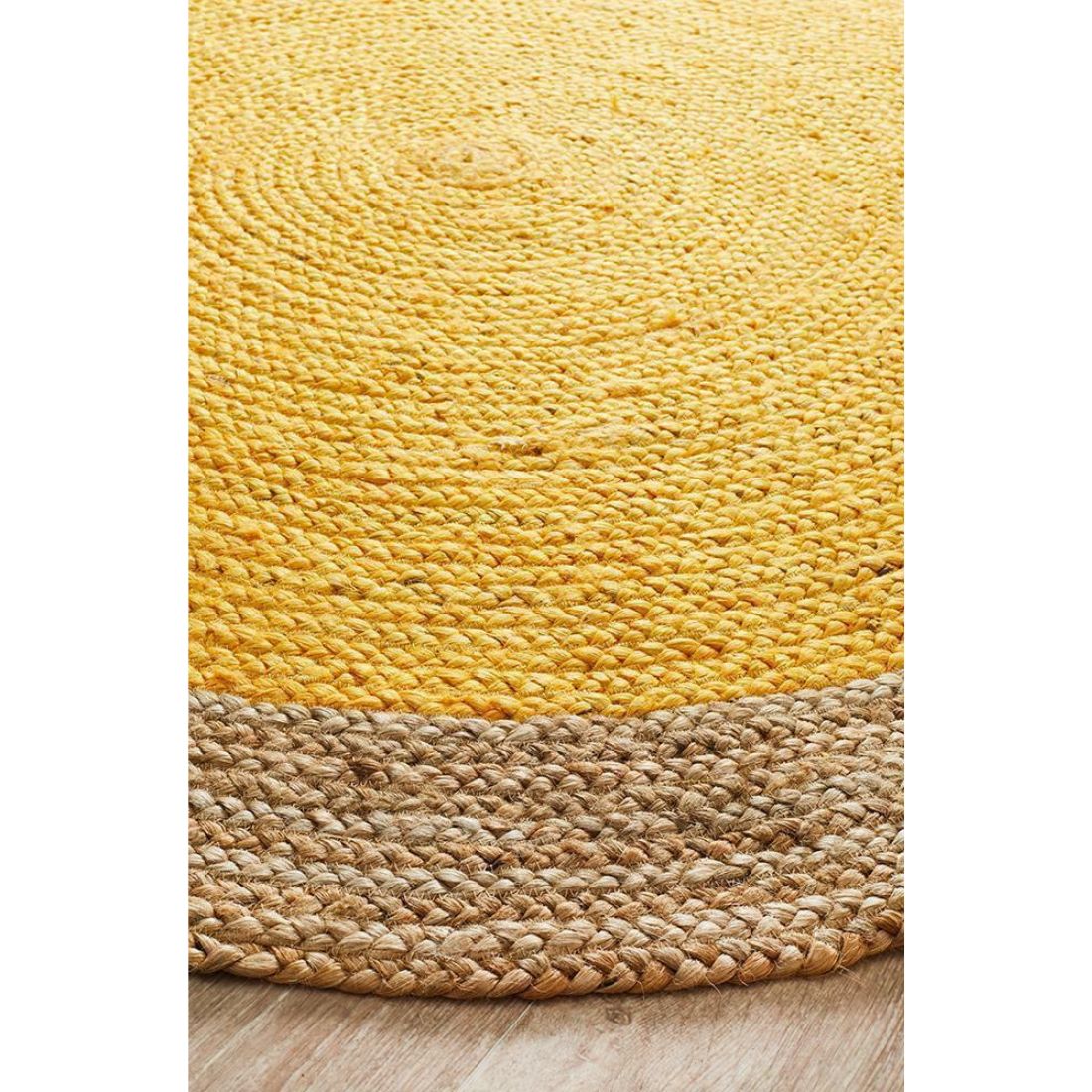 Round Yellow Jute Rug