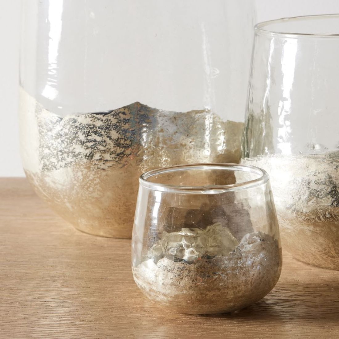 Metallic Dipped Tea Light Glass Holder