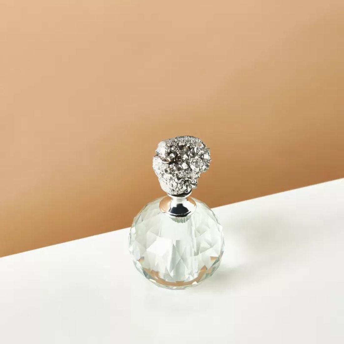 Crystal Perfume Bottle with Stone Top