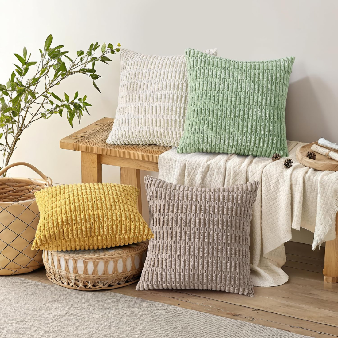 Green Velvet Textured Cushion Cover