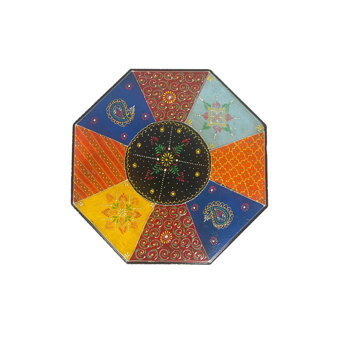 Hand Painted Wooden End Table - Large