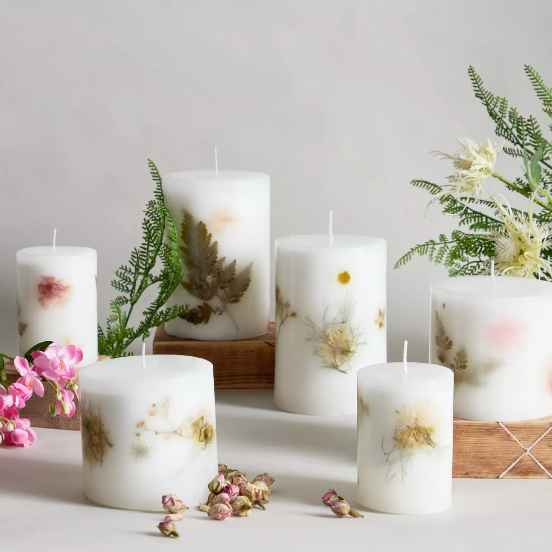 Tall Botanic Pillar Candle