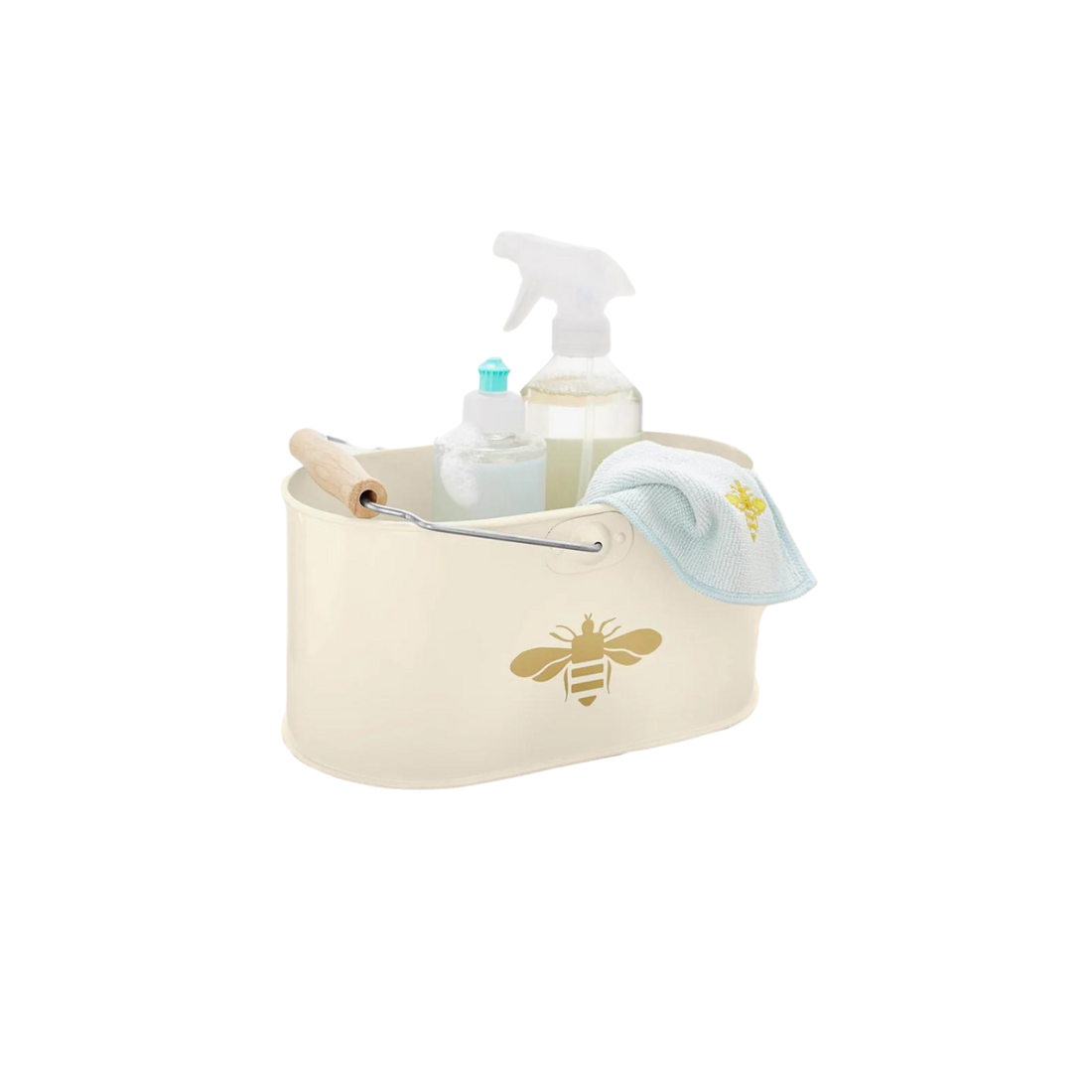 Off White Basket with Bee Motif & Handle