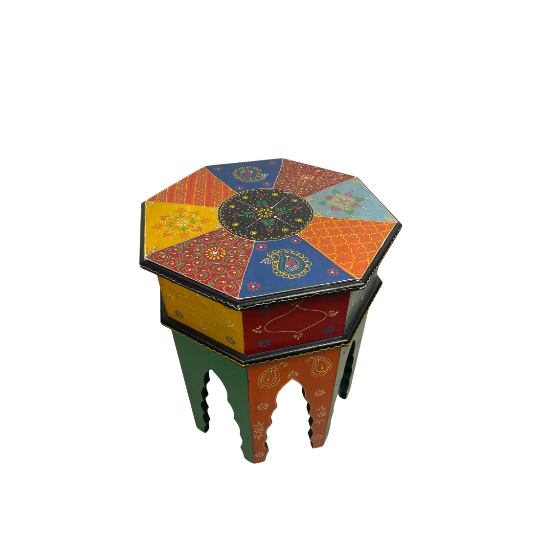 Hand Painted Wooden End Table - Medium