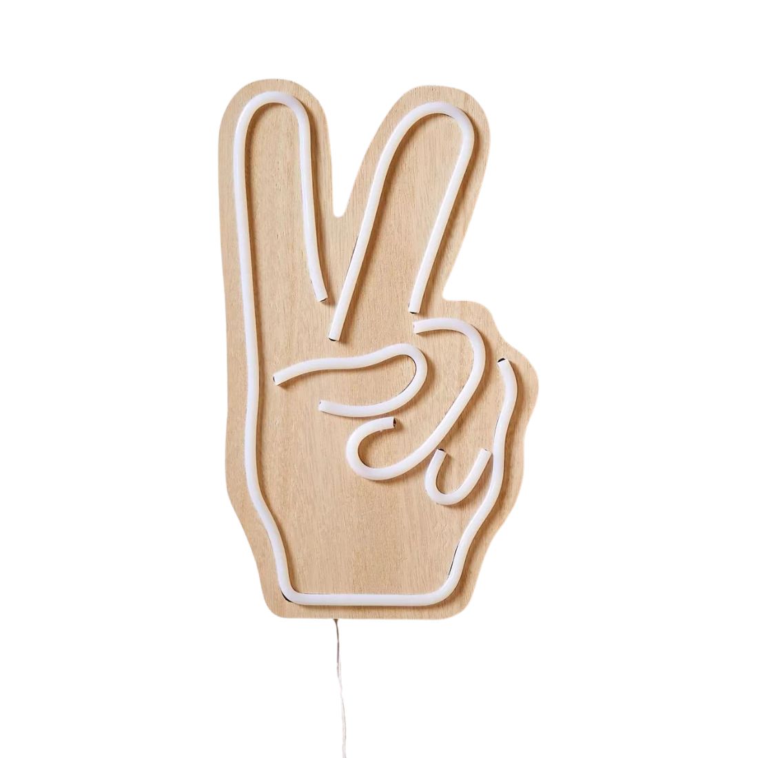 Peace Neon Light with Wooden Base