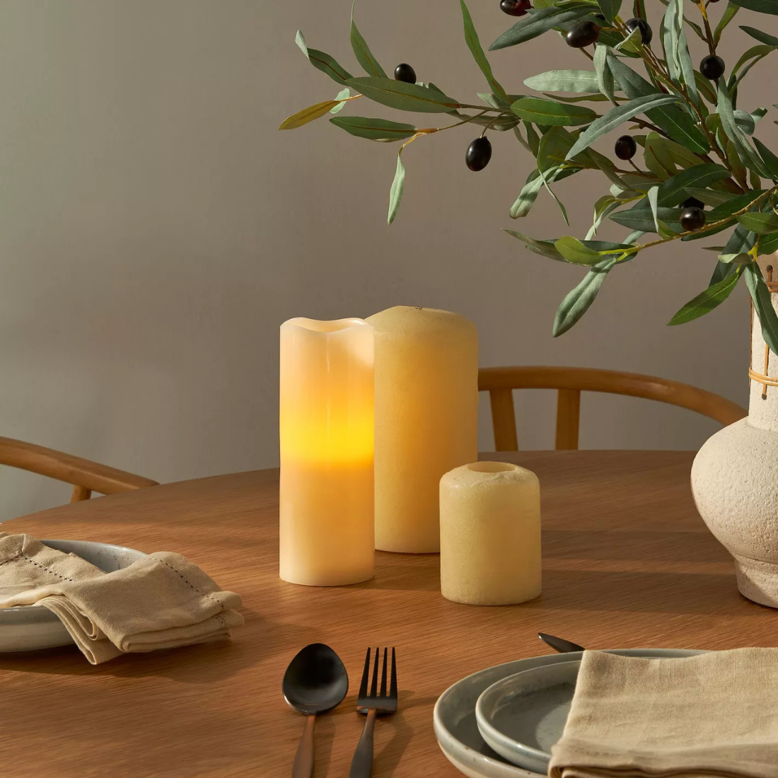 Large Flameless Pillar LED Candles