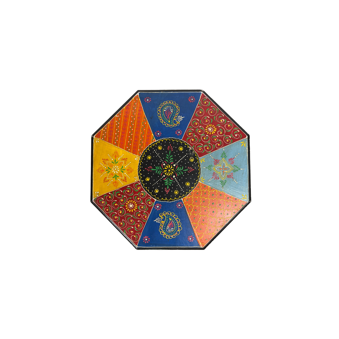 Hand Painted Wooden End Table - Medium