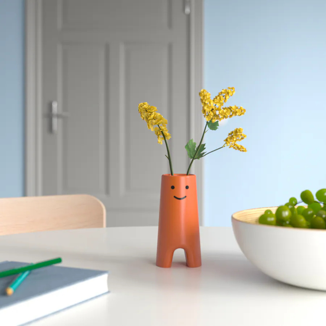 Orange Smiley Face Vase