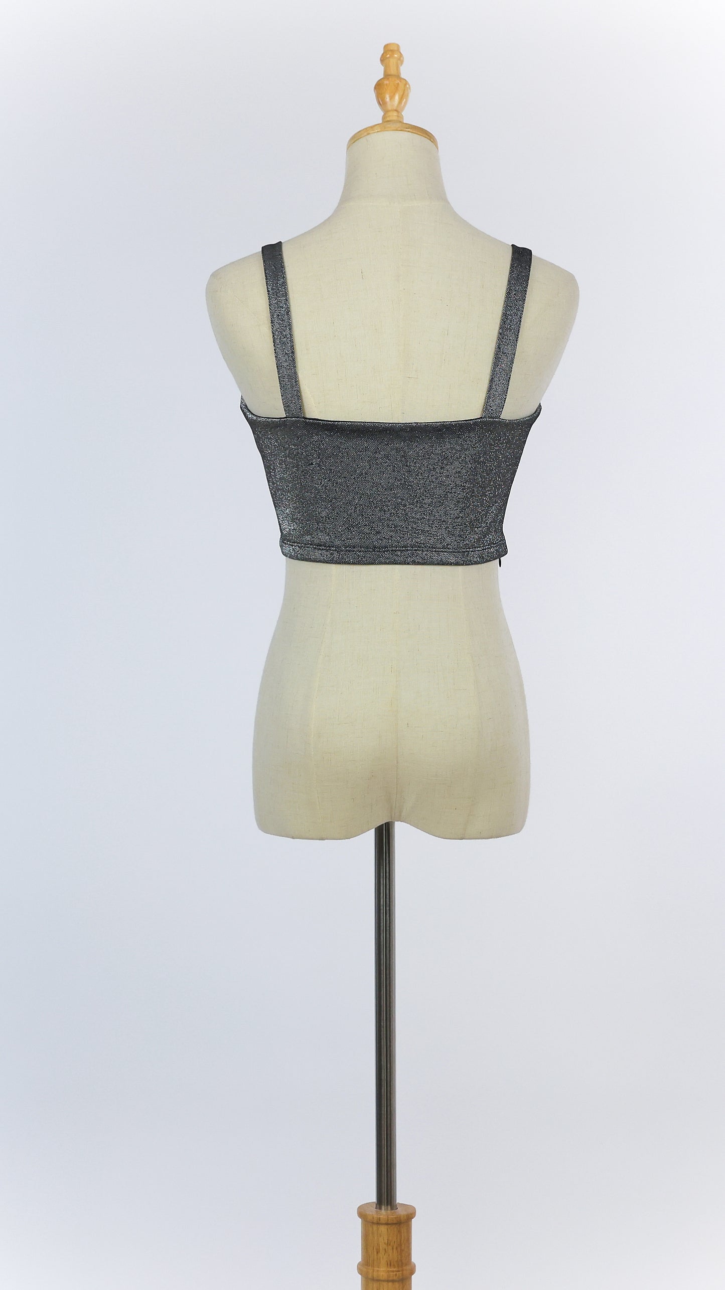 Square Neckline Silver Crop Top