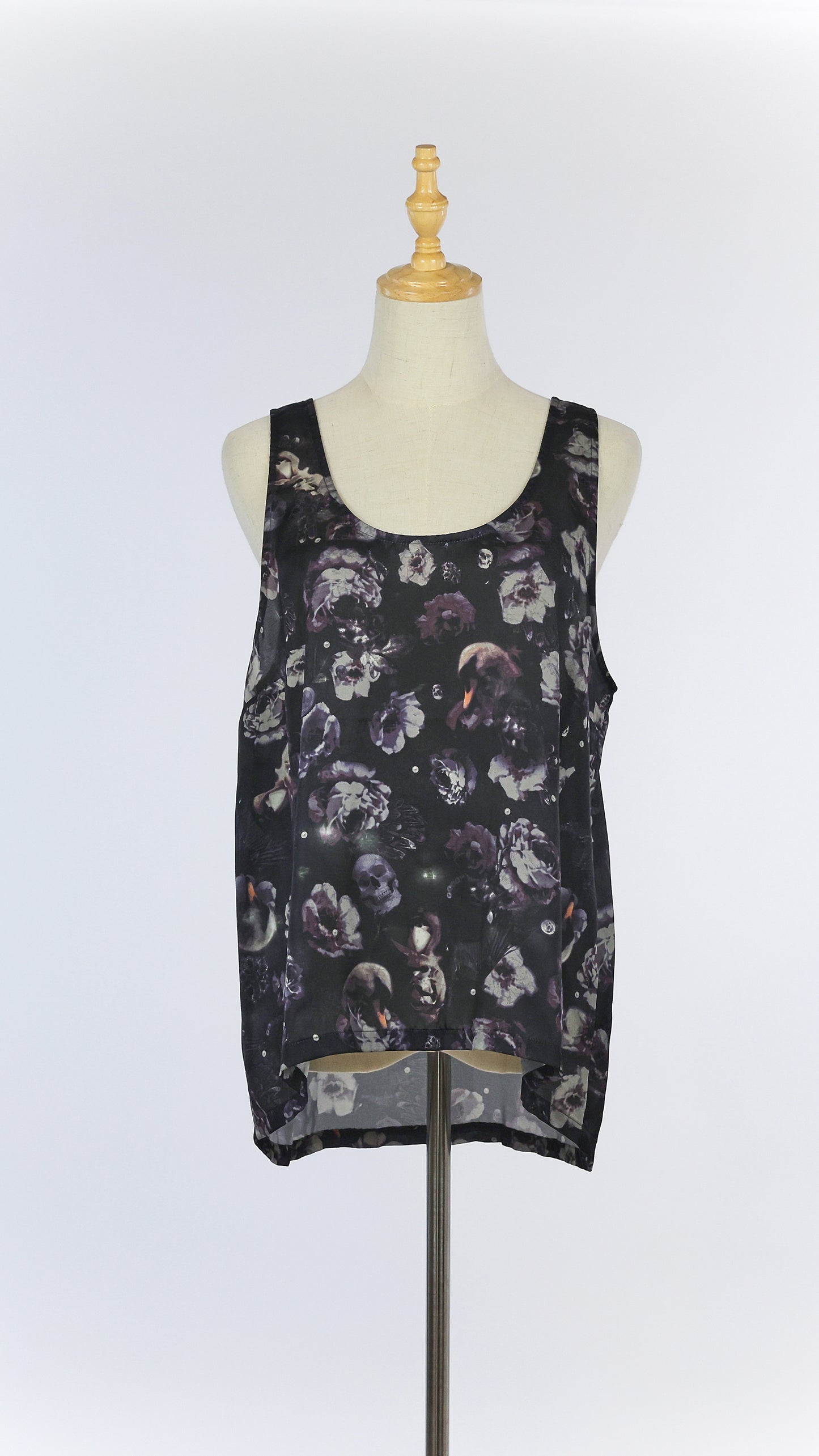 Dark Floral Skull Printed Blouse