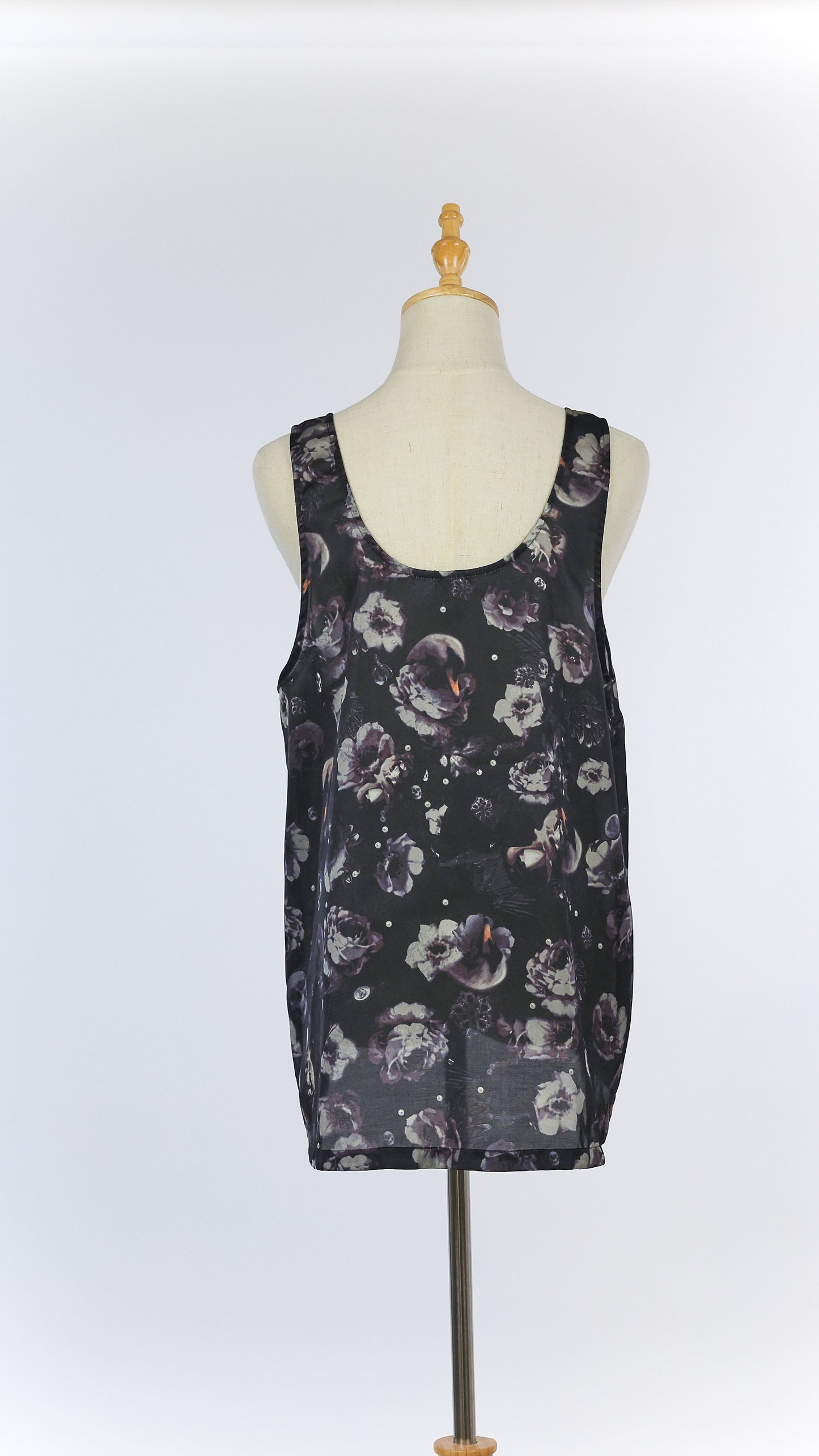 Dark Floral Skull Printed Blouse