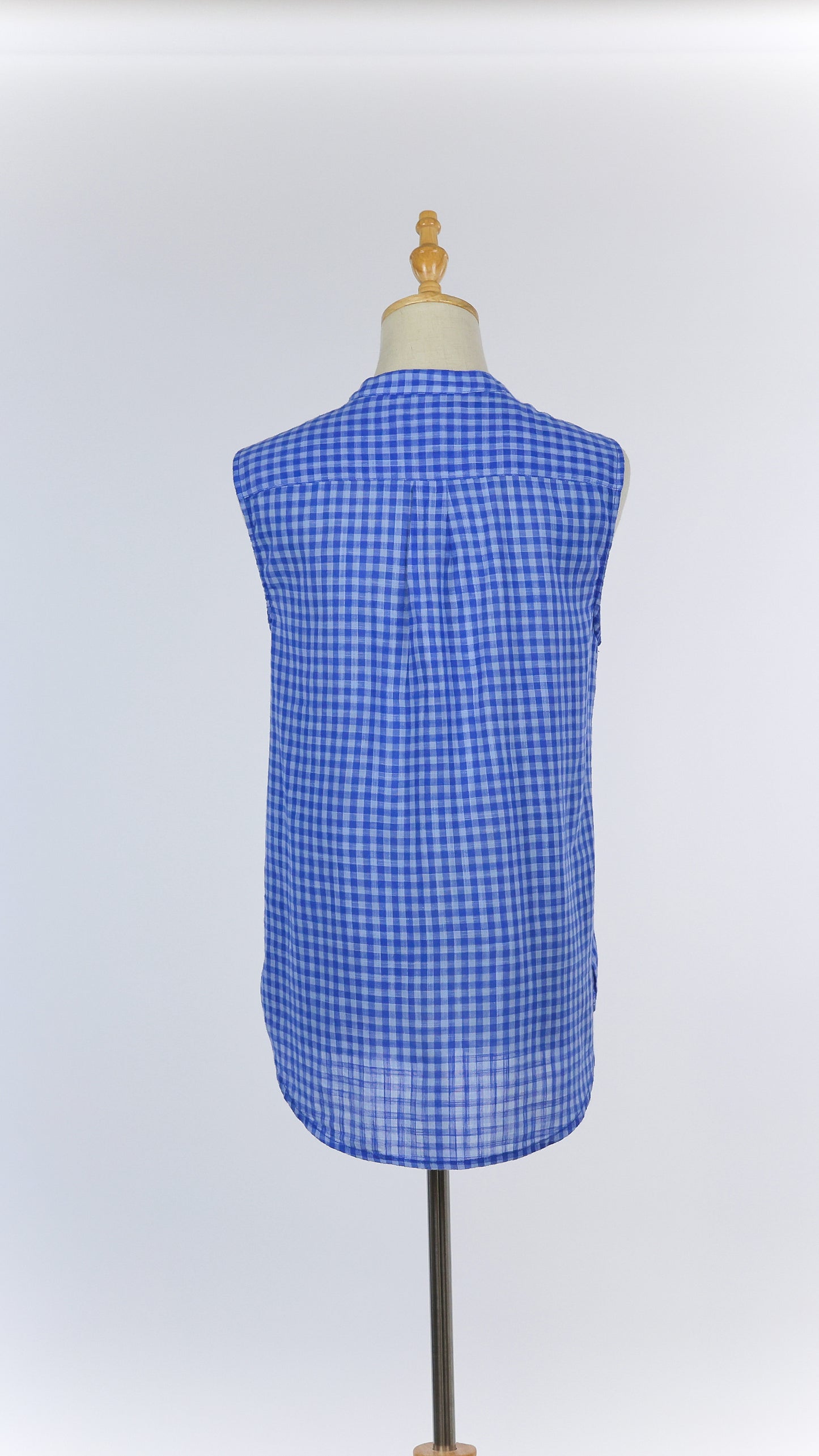Gingham Printed Sleeveless Shirt