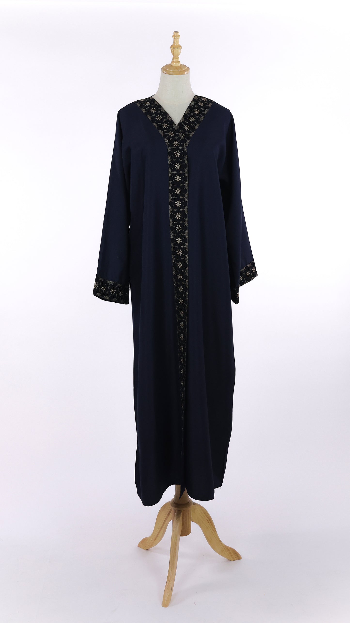 Modest Navy Abaya
With Floral Embroidery